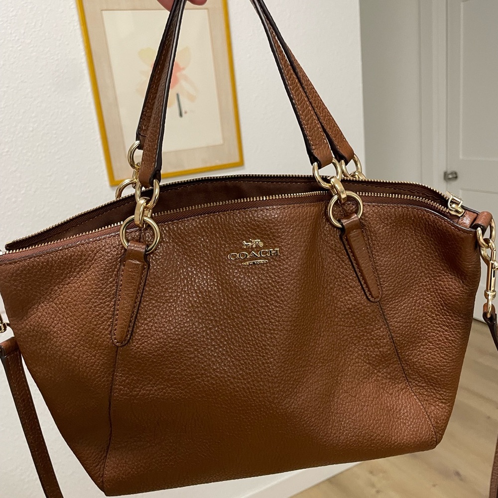 Coach Kelsey Satchel Bag Brown Leather Crossbody 2 Handle MSRP $250